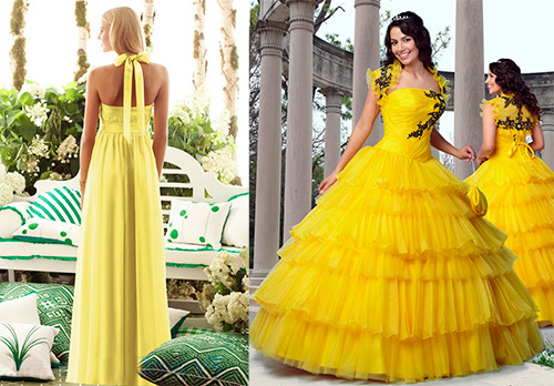 Изумительно красивые свадебные платья желтого цвета