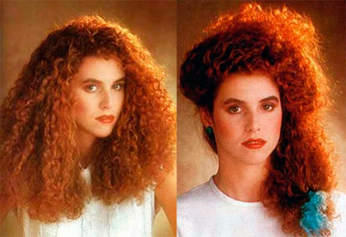 Женские прически 1980-х на средние и длинные волосы