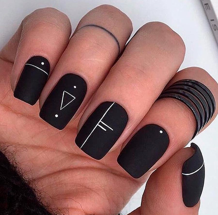 Ногти Черные С Дизайном Пинтерест