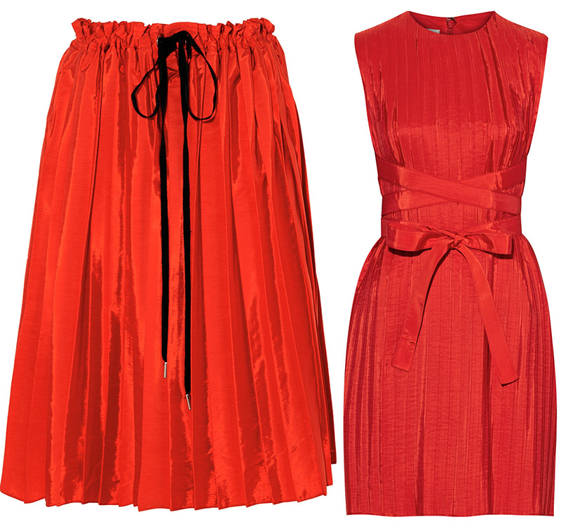 Платье и юбка из красной тафты