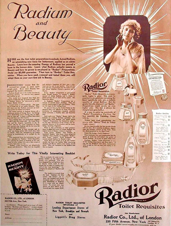 Радиоактивная светящаяся косметика