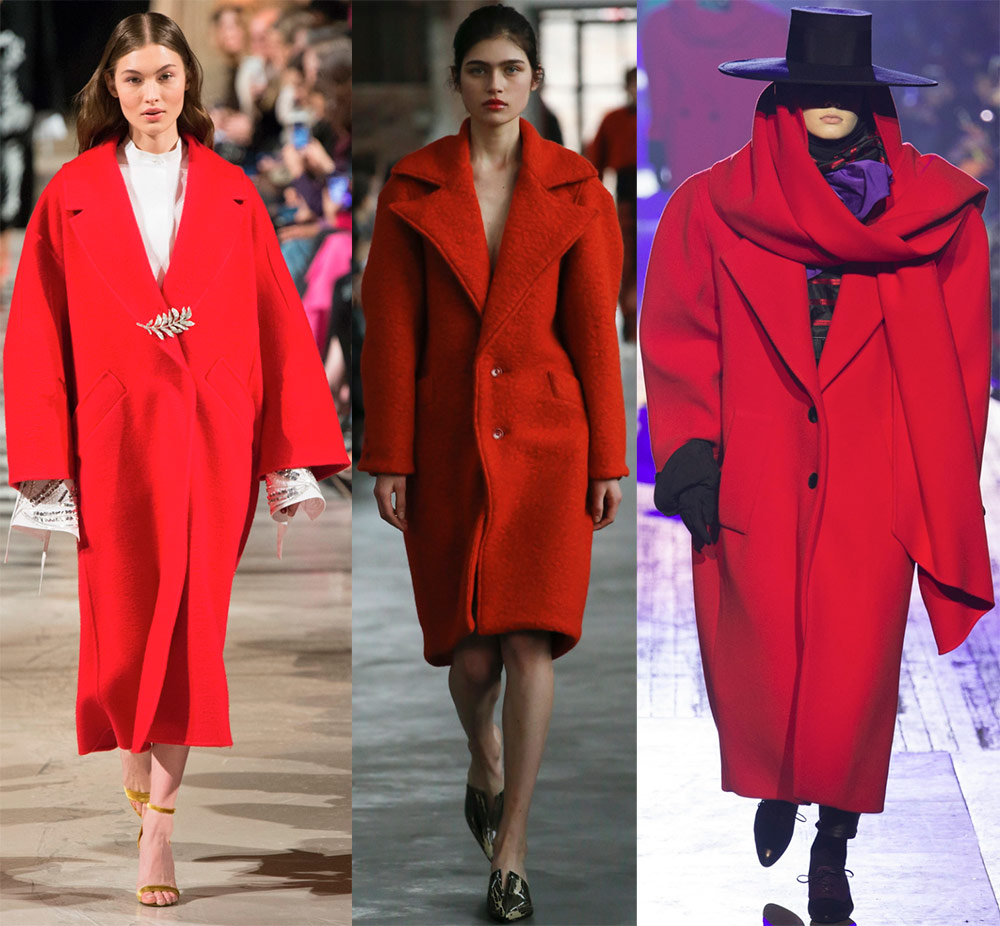 Модные пальто красного цвета