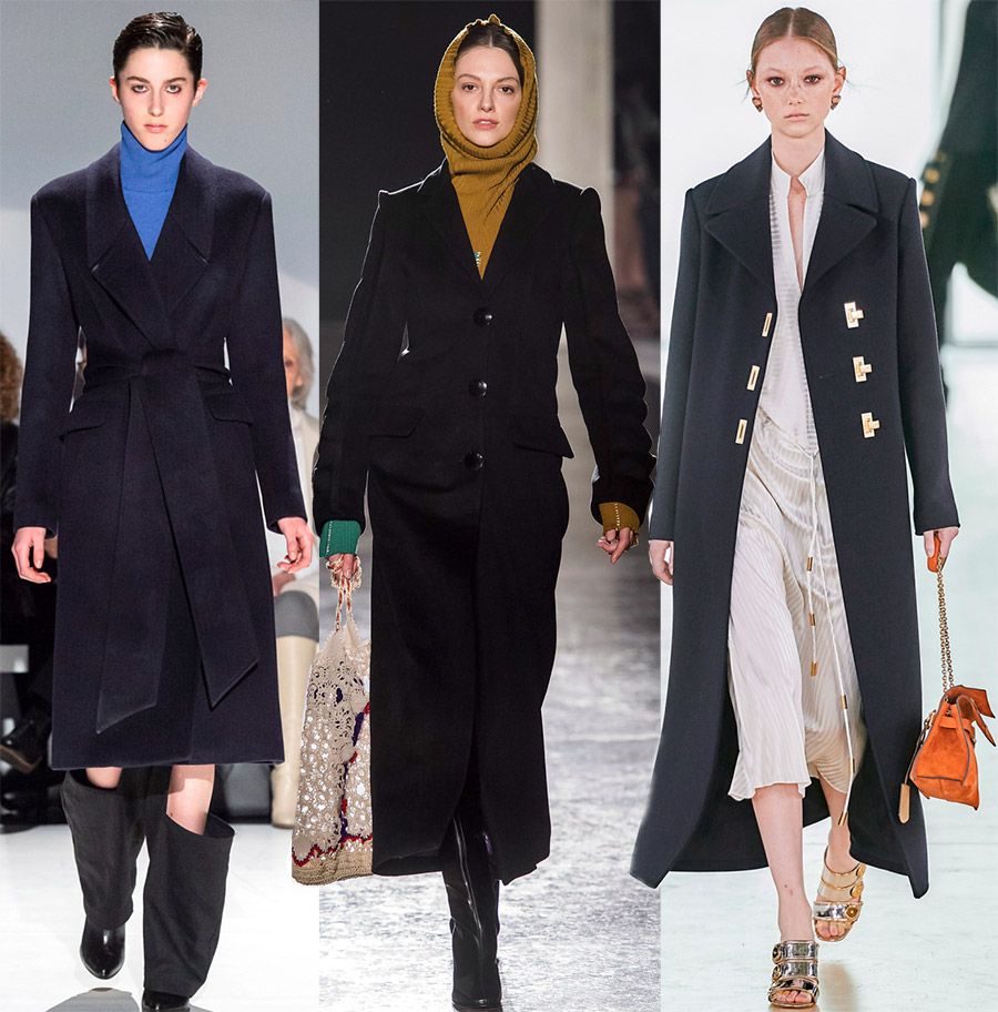 Черное женское пальто – модные тенденции и фото образов