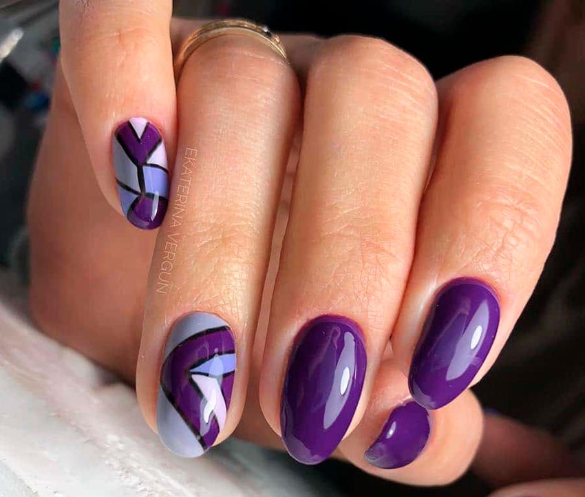 Фиолетовый дизайн ногтей