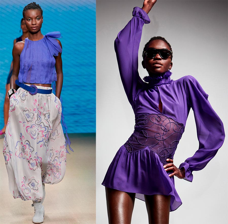 Фиолетовые платья и другая одежда: тенденция 2022 года