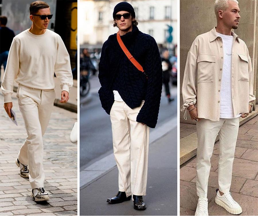 Белые мужские джинсы