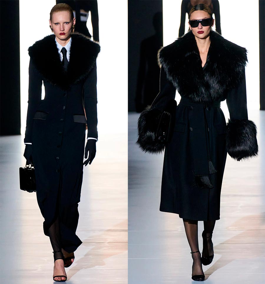Модное черное пальто